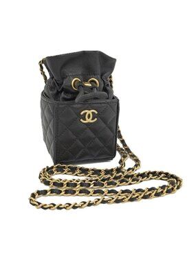 Chanel Mini Cube Chain Shoulder Bag Quilted Lambskin Black